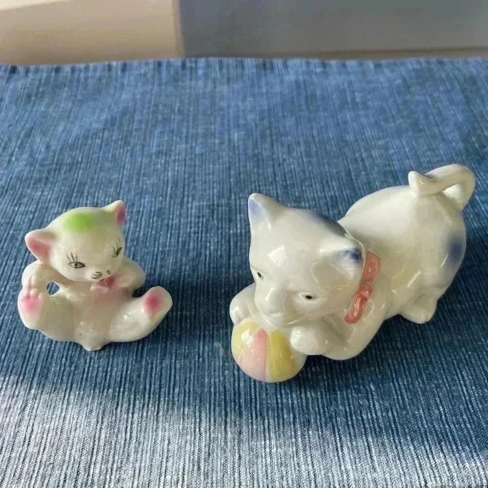 Cats 2 vintage glaze, porcelain cats very cute - Picture 3 of 5